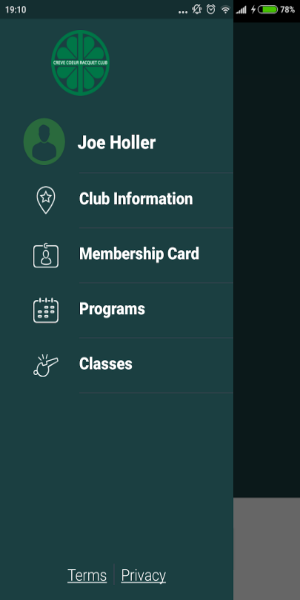 CCRC Tennis Mobile App Скриншот 1