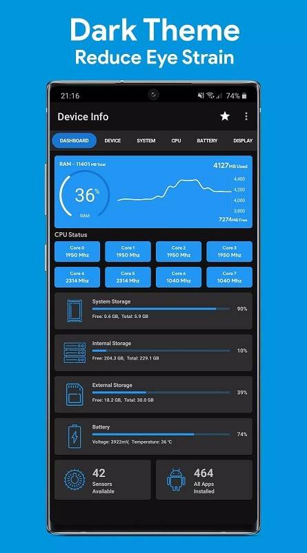 Device Info: System & CPU Info ဖန်သားပြင်ဓာတ်ပုံ 1