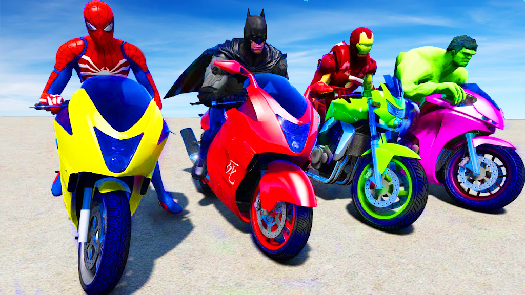 Schermata Superhero Bike Stunt Games 3D 0