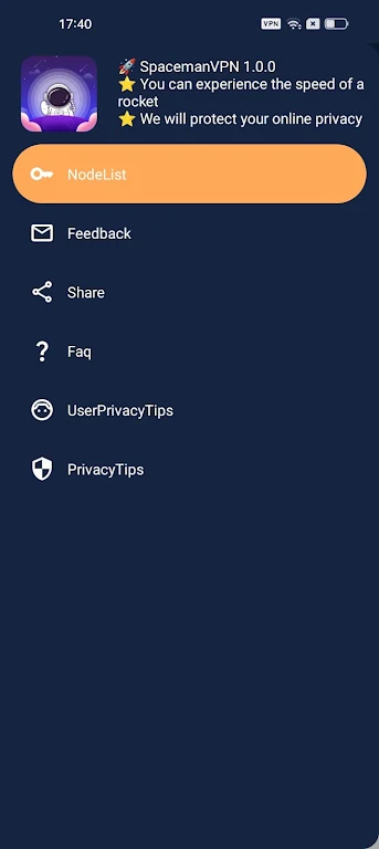 Spaceman VPN ဖန်သားပြင်ဓာတ်ပုံ 1