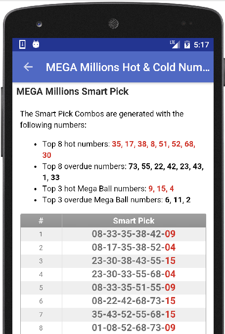 Results for DC Lottery Screenshot 2