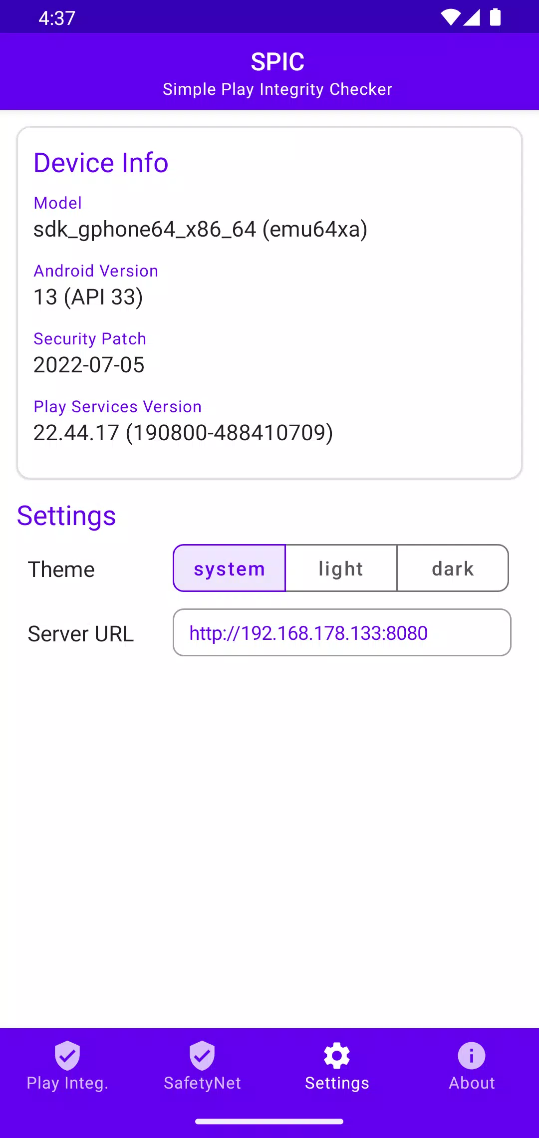 Schermata SPIC - Play Integrity Checker 2