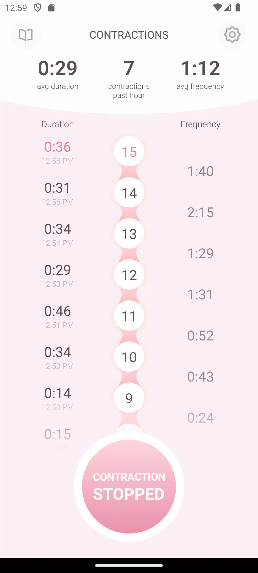 Contraction Timer & Counter 9m स्क्रीनशॉट 2