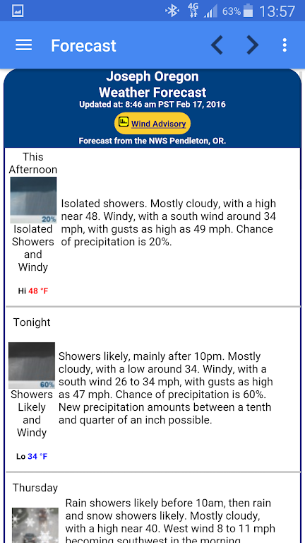 Joseph Oregon Weather स्क्रीनशॉट 1