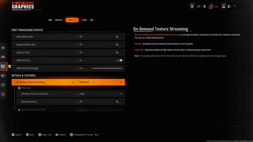 Image: Black Ops 6 Texture Settings