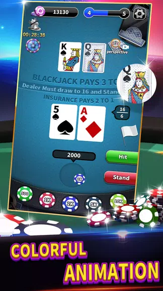 BlackJack 21 lite offline game 螢幕截圖 1