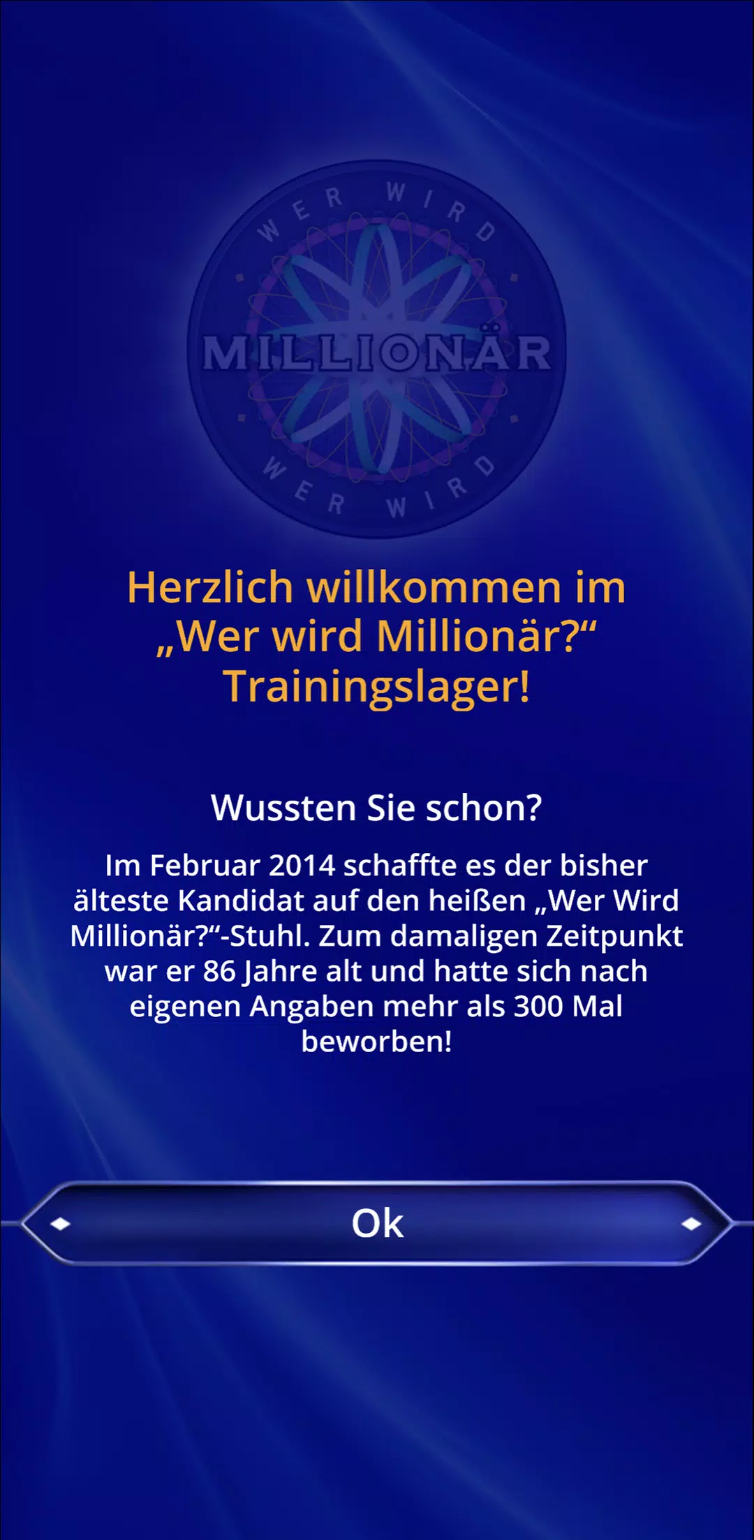 Wer wird Millionär? Training Zrzut ekranu 0