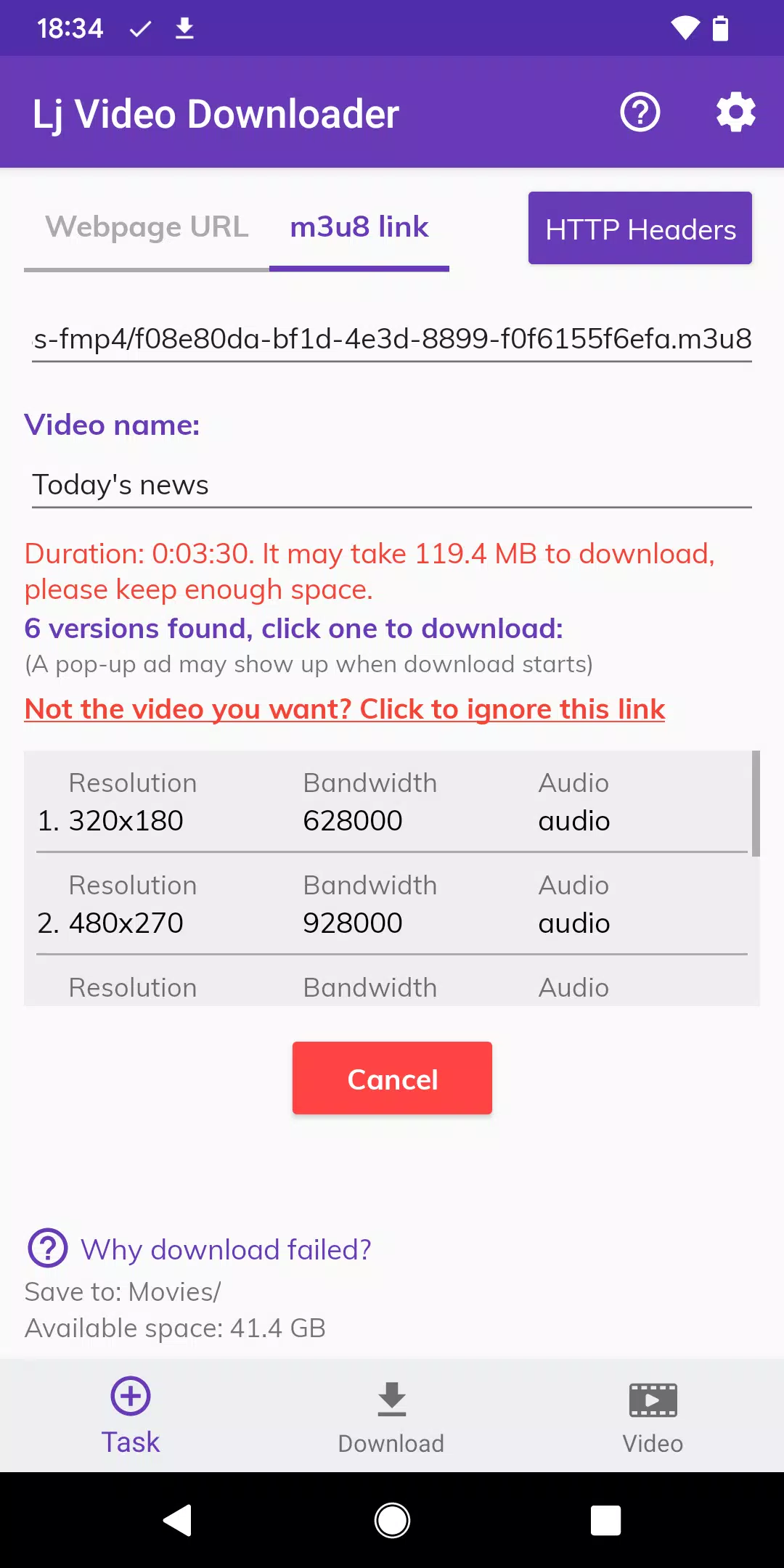 Lj 影片下載器 (m3u8, mp4, mpd) 螢幕截圖 2