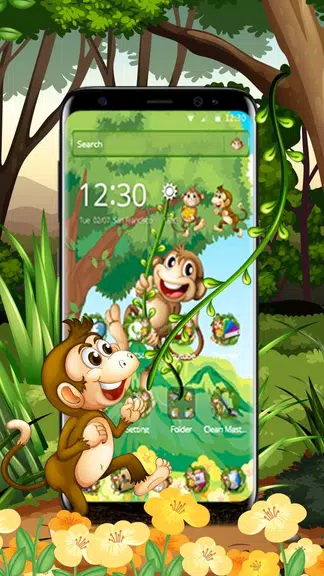 The Cute Cartoon Monkey Theme स्क्रीनशॉट 2