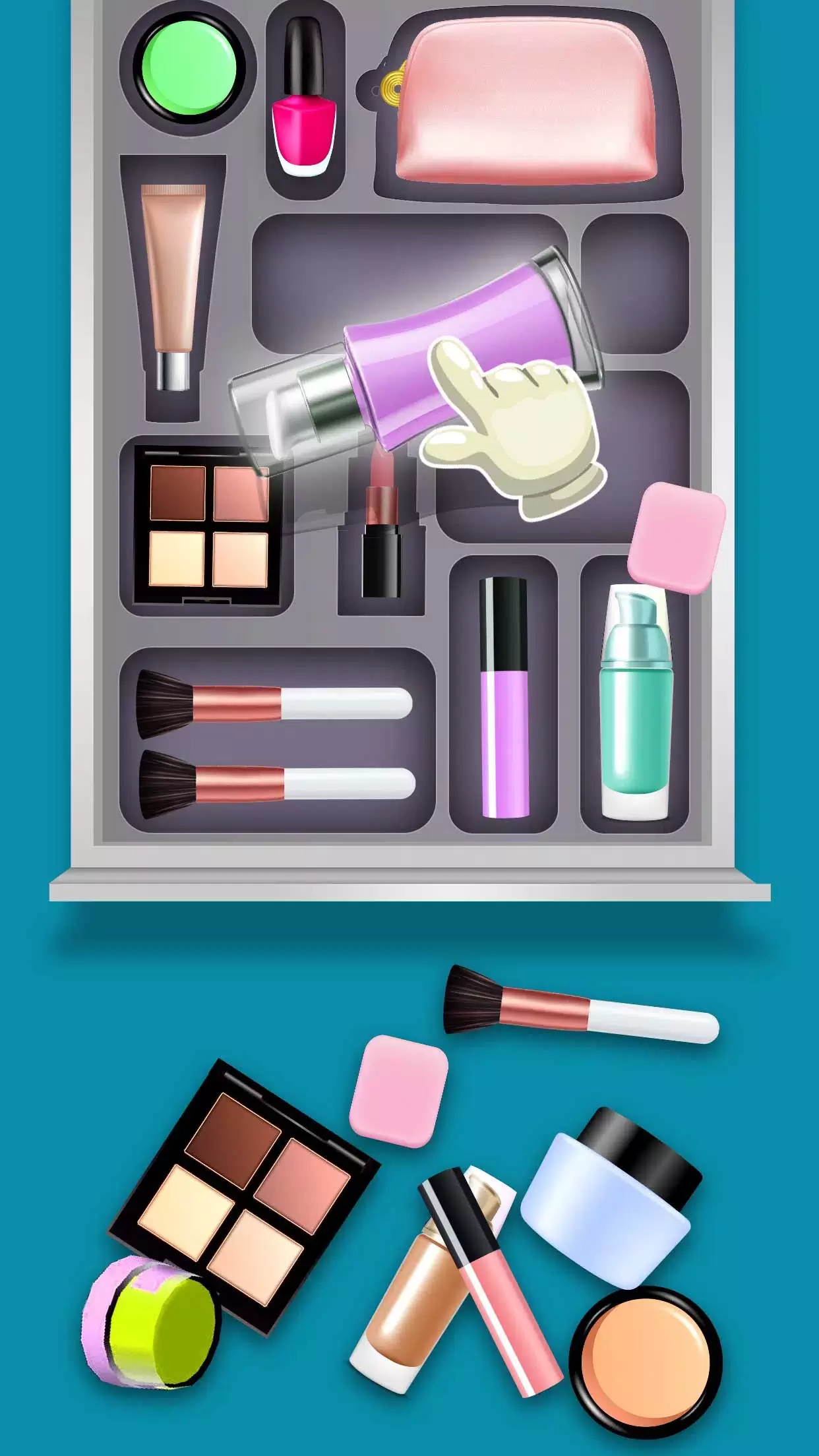 Fill the Makeup Organizer Game ဖန်သားပြင်ဓာတ်ပုံ 1