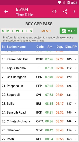 Indian Train Status Screenshot 1