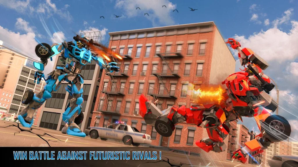 Police Air Jet Multi Robot Shooting Game Ekran Görüntüsü 0